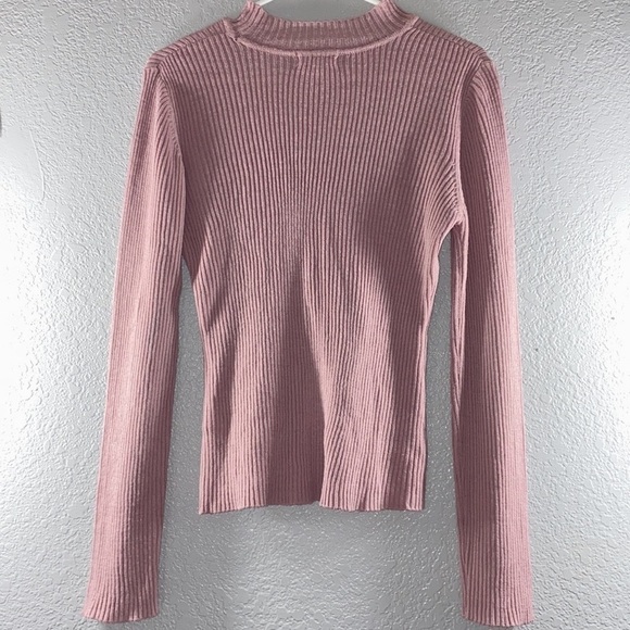 Stella Tweed Ribbed Mock Turtleneck Long Sleeve Top - Picture 6 of 7